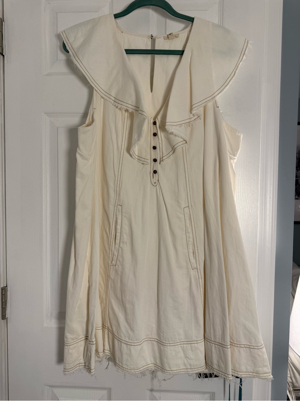 Pilcro V-Neck Ruffle Linen Mini Dress - Picture 4 of 12